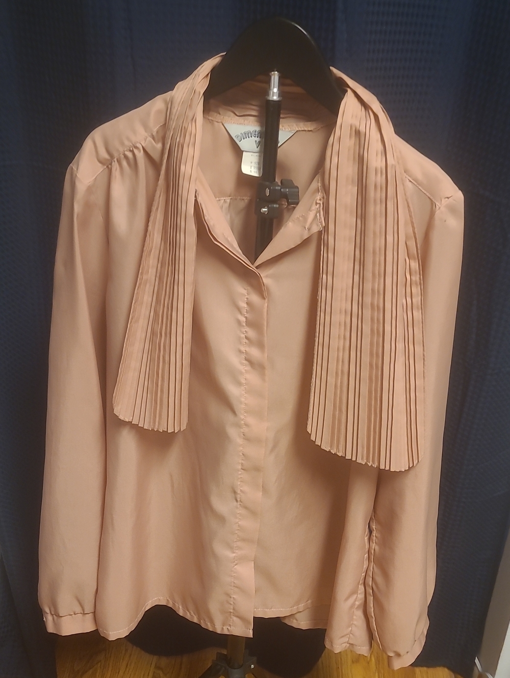 Pleated Scarf Blouse in Peach